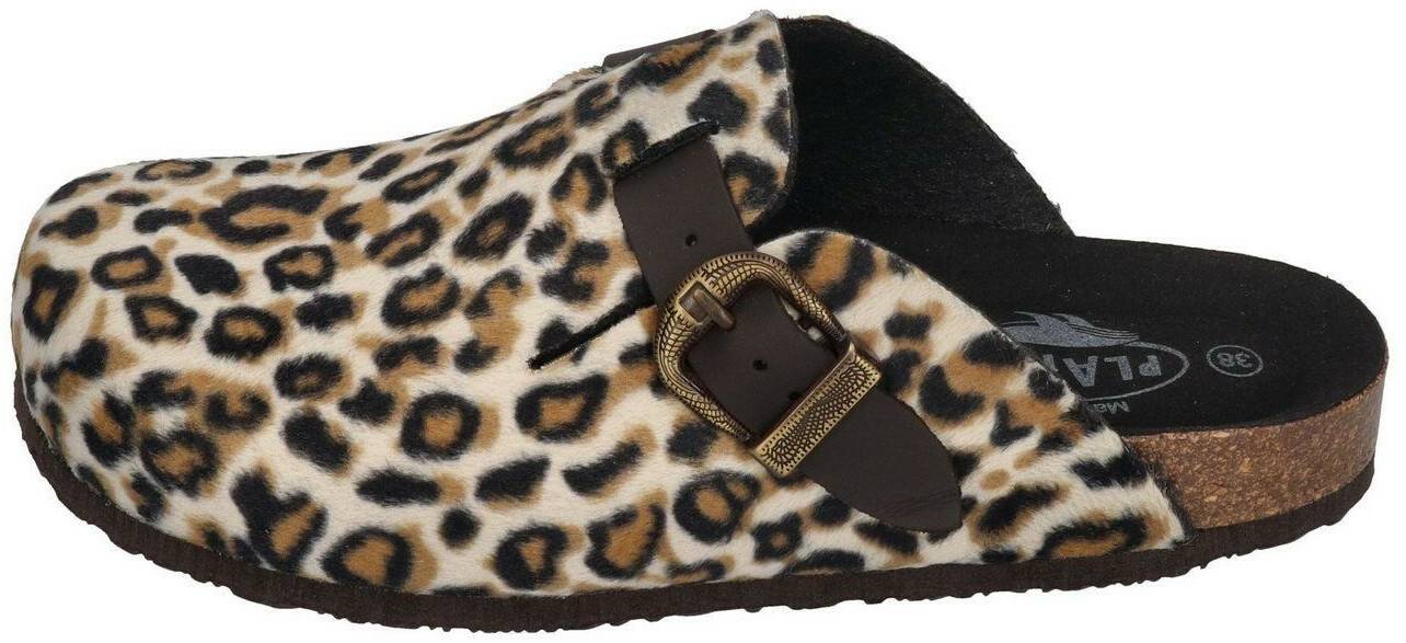 Plakton Pantoletten BLOGG 181539 leopard chocolate Pantoletten